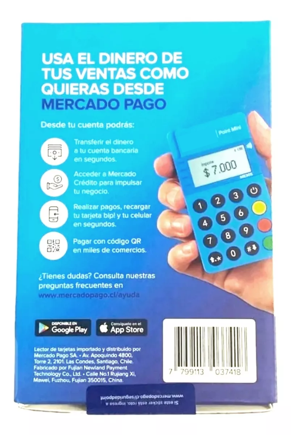 Maquina para pago con tarjetas debito y credito Bluetooth mercado pago - Imagen 8