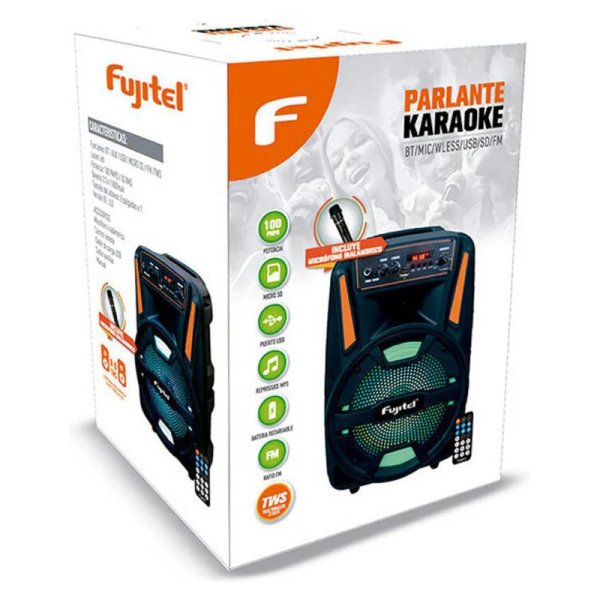 Parlante Fujitel Bluetooth Karaoke Fm Usb Sd 8 Pulgadas Color Negro - Imagen 6