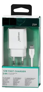Cargador Rápido Usb De Celular + Usb-c 12w 2.4a Z59 Qihang