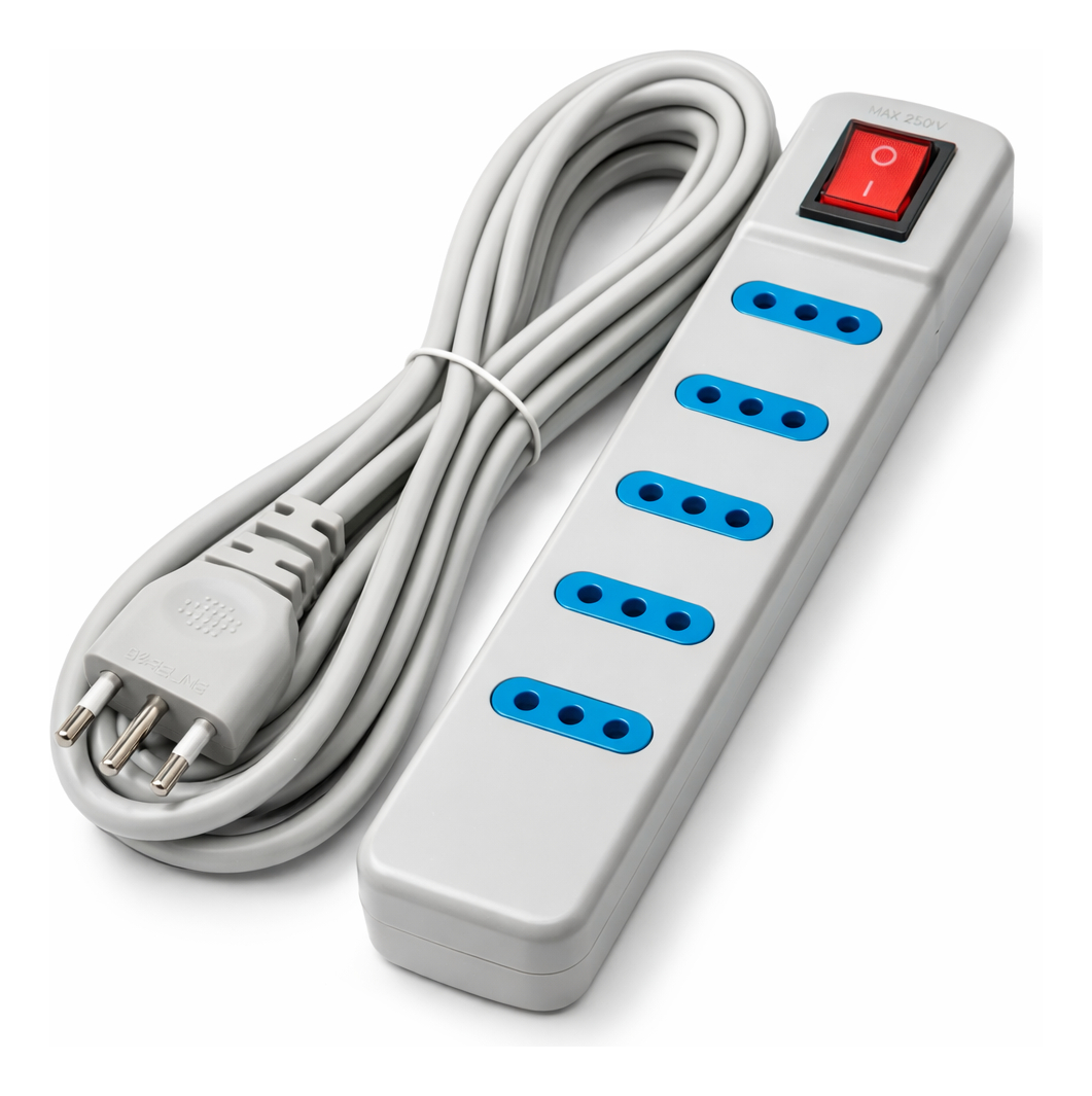 D_807964-MLC101473335133_122025-F.jpg Alargador Enchufe 5 Metros Gris Con Protector Sobrecarga - Imagen 1