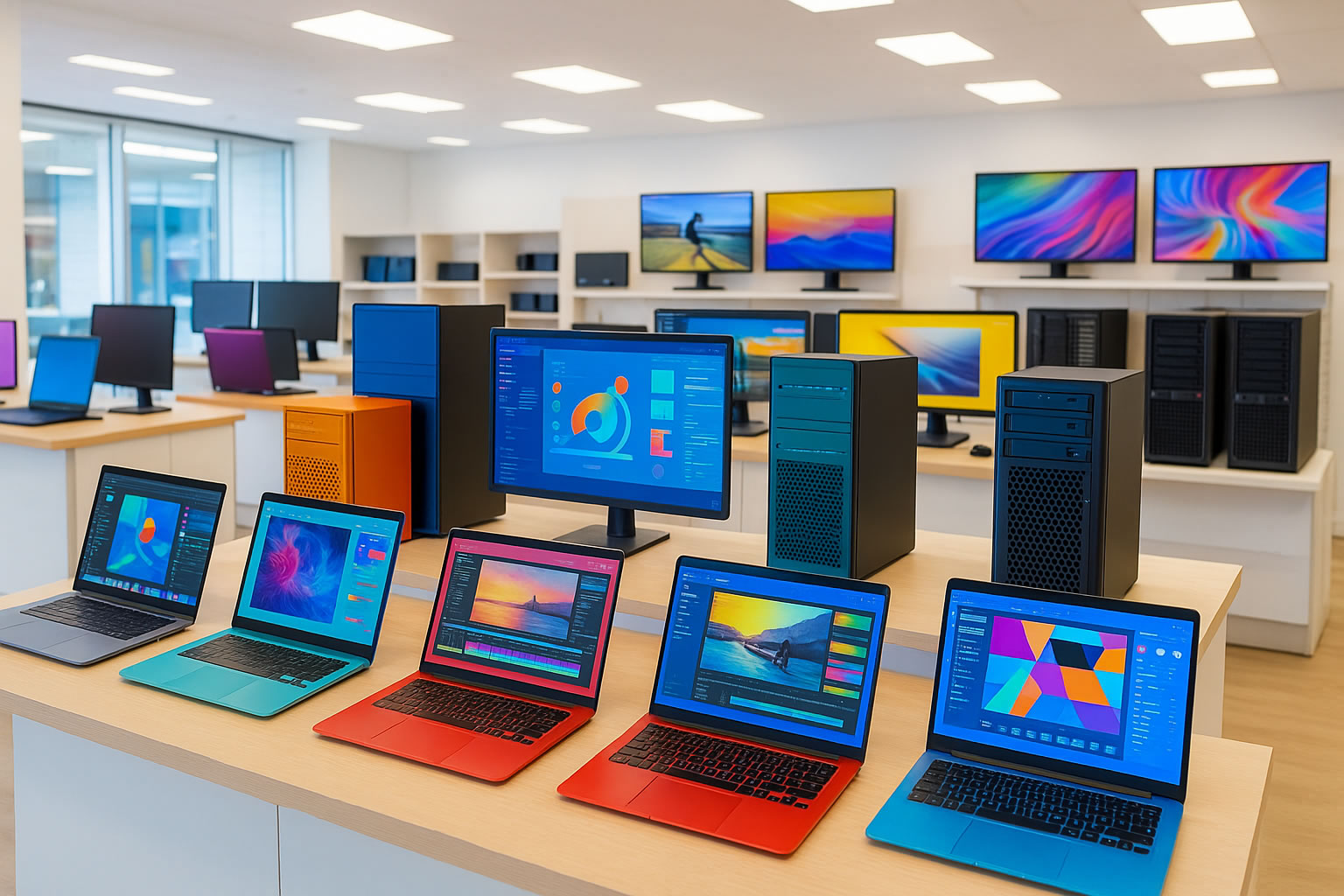 computadores para oficina reacondicionados en escritorio moderno